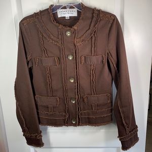 Trina Turk brown fringe edge jacket/coat 6